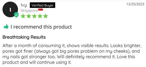 Product review with five-star rating and positive feedback from a verified buyer.