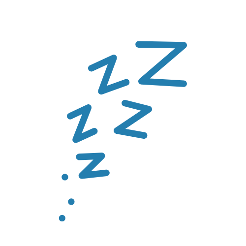 Blue Z's in a white circle, symbolizing sleep.