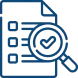 Icon of a document with checkboxes and a magnifying glass.