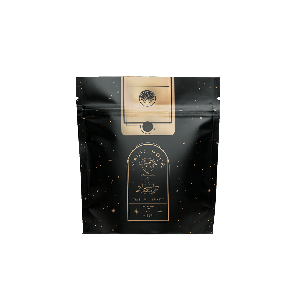 Black and gold packaging with 'Magic Hour' and star design.