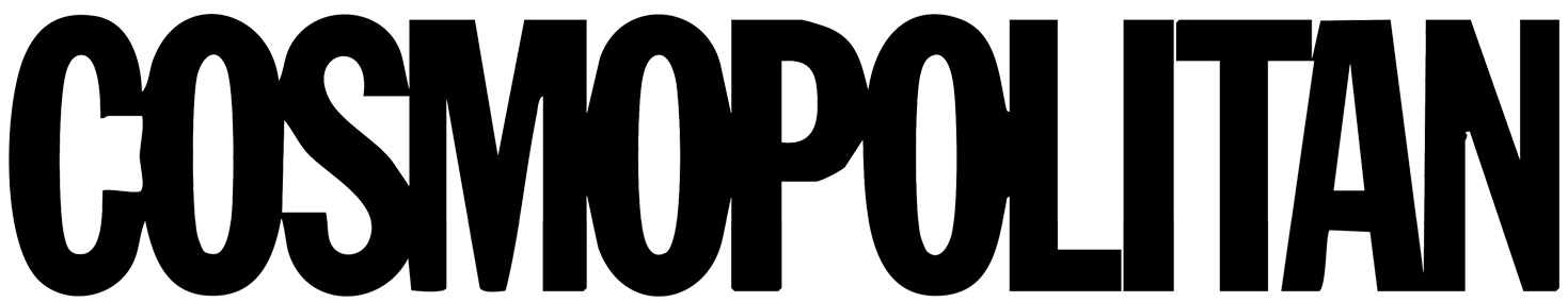 Black text logo reading 'COSMOPOLITAN' on a transparent background.