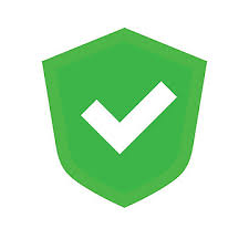 Green shield with a white checkmark.