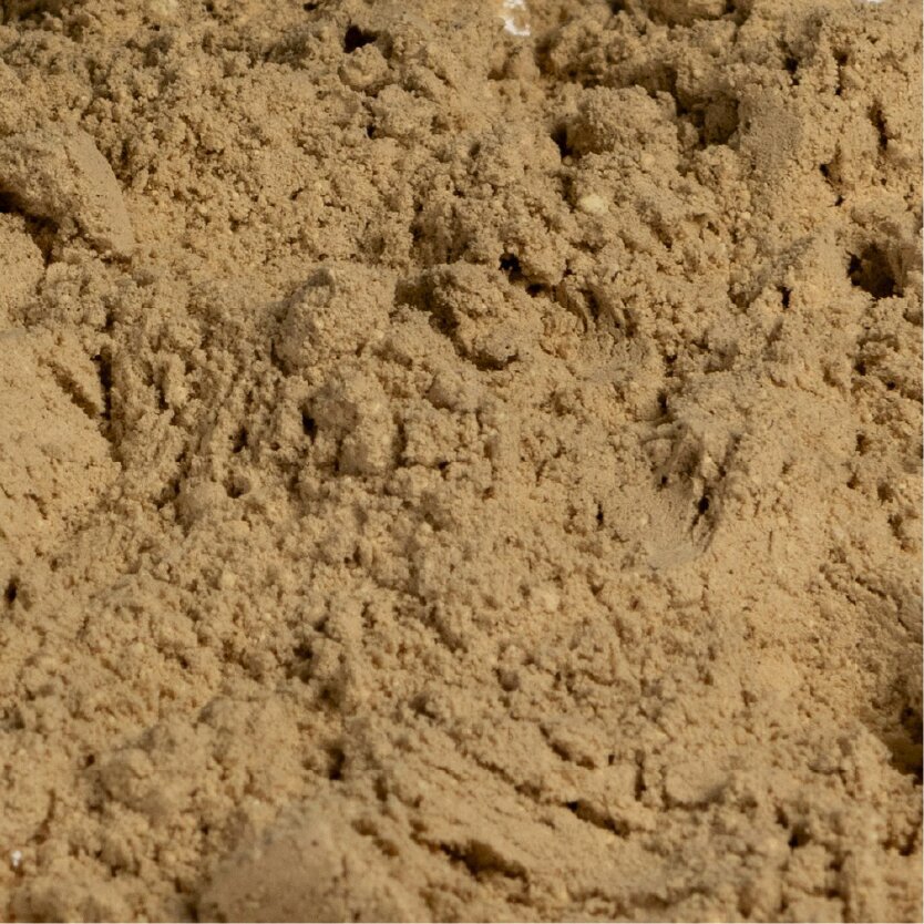 A close-up, textured view of a pile of light brown sand.