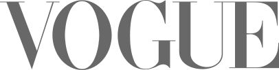 Gray text logo displaying the word 'VOGUE' in capital letters.