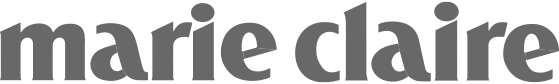 Gray text logo of 'marie claire' on a transparent background.