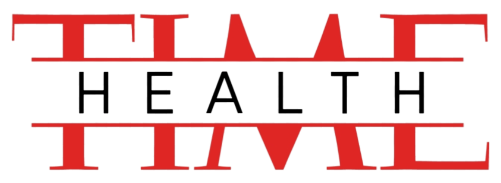 Red and black text logo with the word 'TIME'.