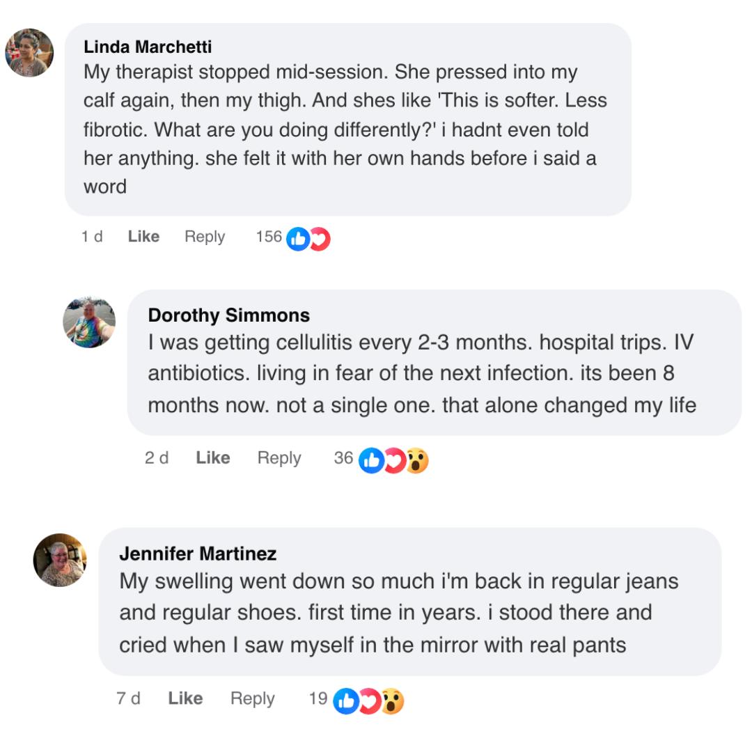 A screenshot of three positive testimonials from women on a social media site.