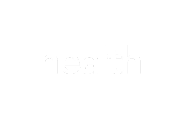 White text 'health' on a green background.