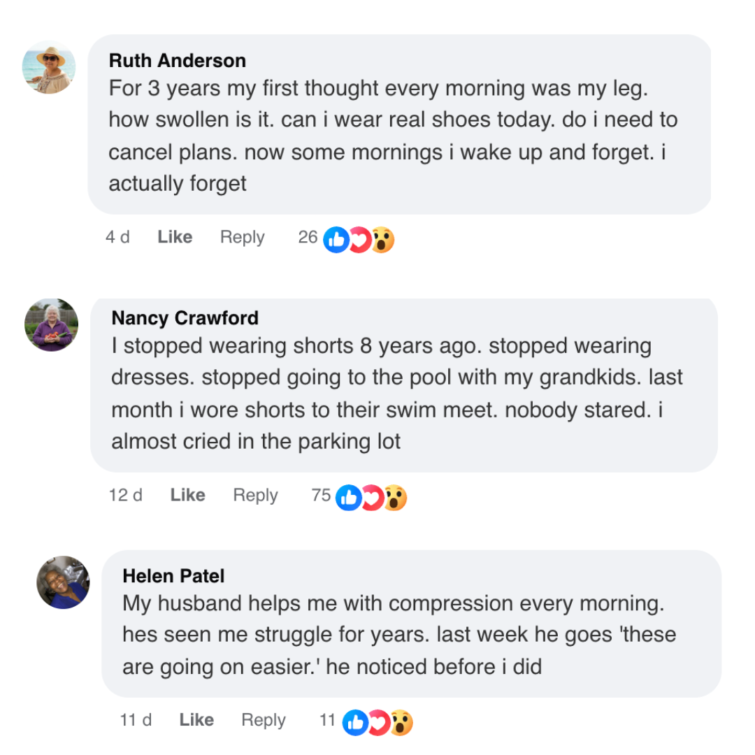 A screenshot of three social media comments with personal testimonials from women about their positive experiences.