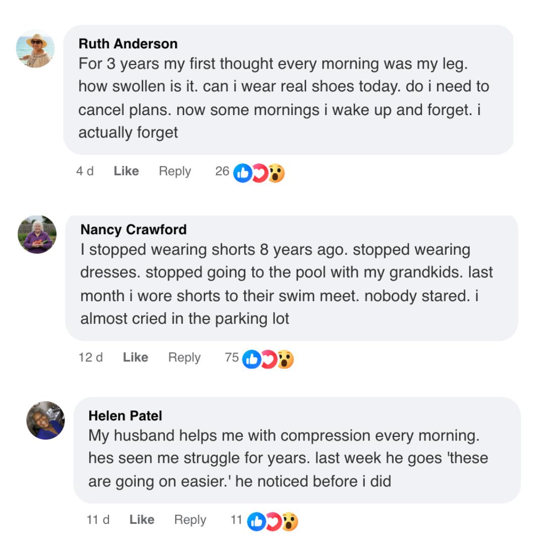 A screenshot of three social media comments from Ruth Anderson, Nancy Crawford, and Helen Patel.