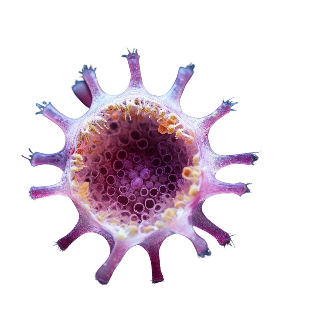 Illustration of a green cell with visible internal structures.