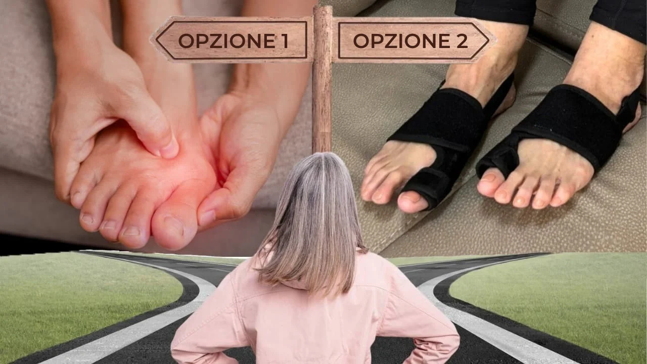 Person facing road with choice between two foot options.
