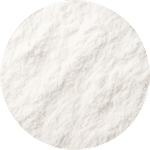Circular image of fine white powder texture.