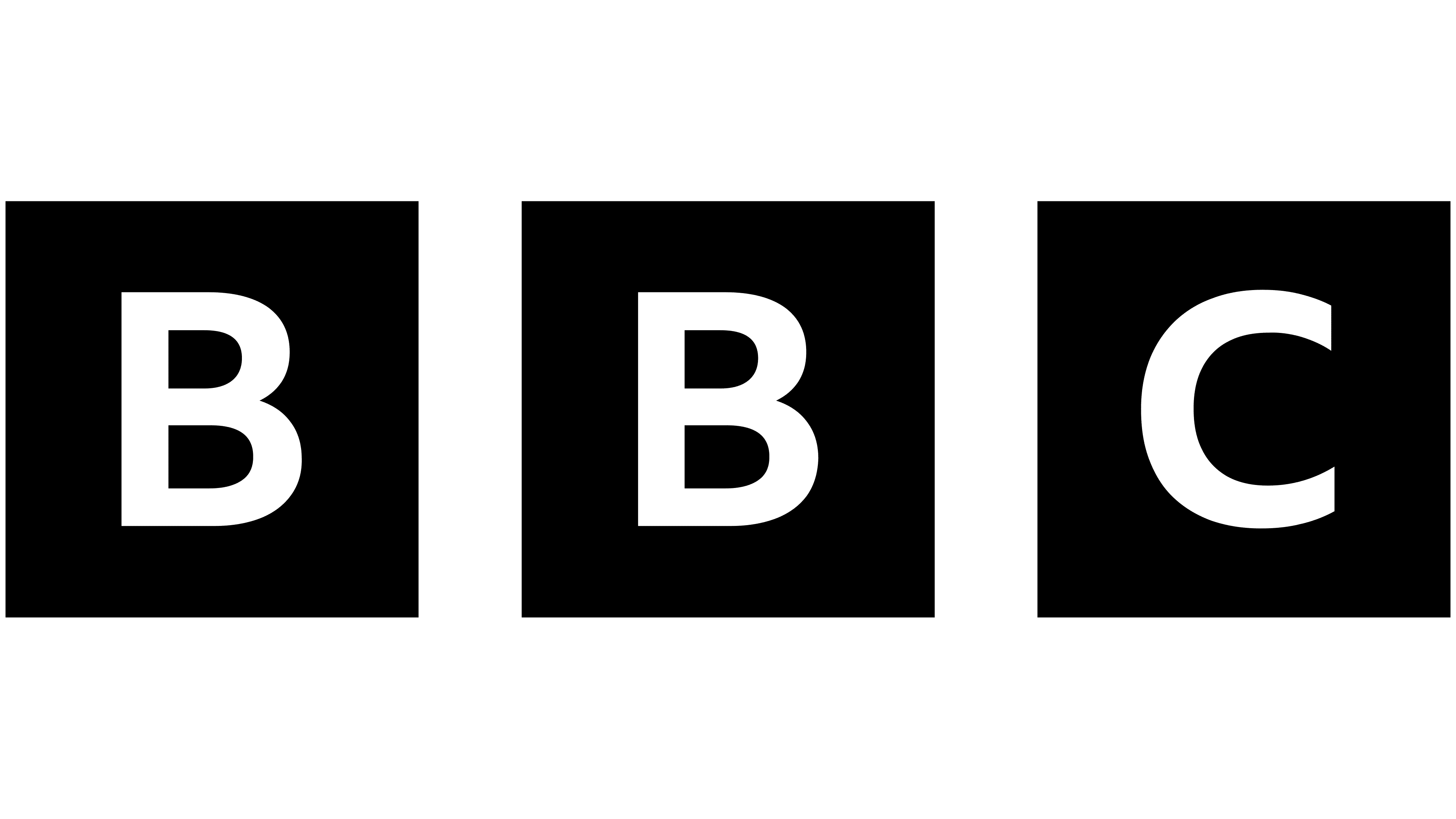 Black BBC logo with white letters on a transparent background.