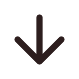 A dark gray arrow pointing downward, enclosed in a white circle.