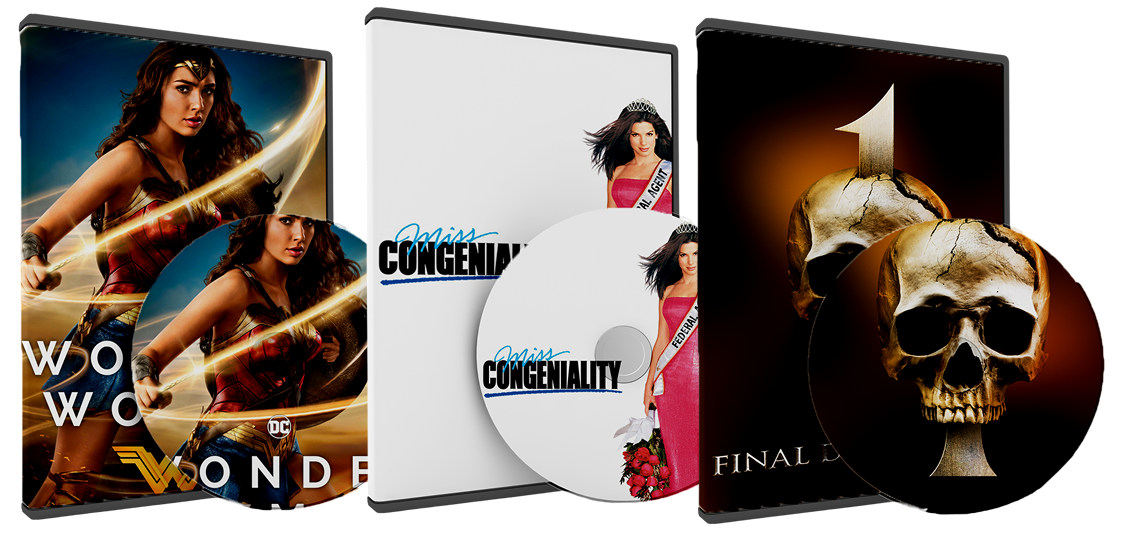Movie promotion image featuring three DVDs with free selection offer.