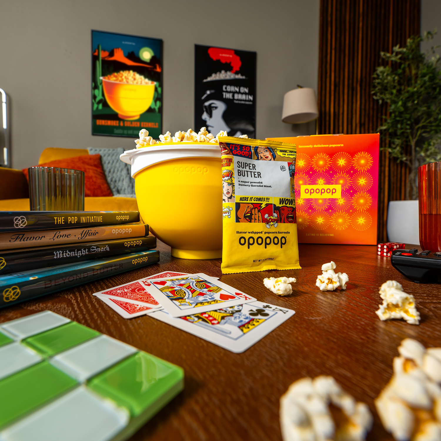 Opopop Flavor Wrapped Kernels Discovery Kit with popcorn popper and 7 flavor pouches