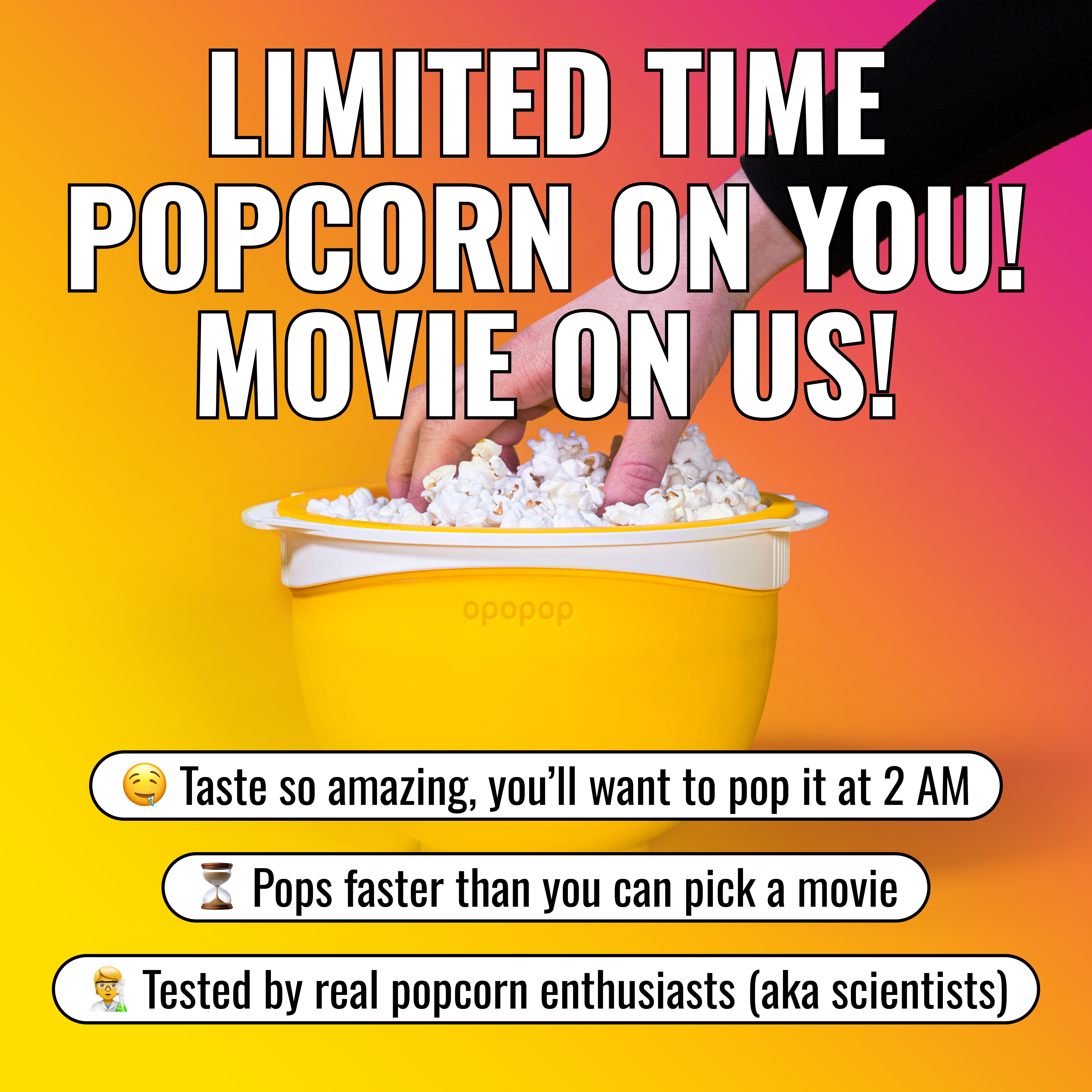 Opopop Flavor Wrapped Kernels Discovery Kit with popcorn popper and 7 flavor pouches