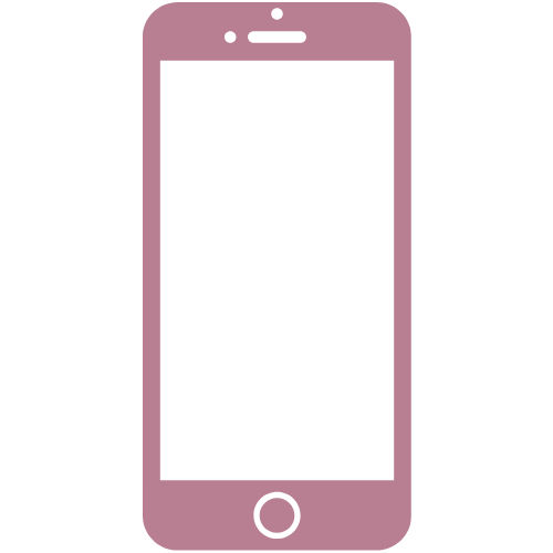 Pink smartphone silhouette with a blank screen.