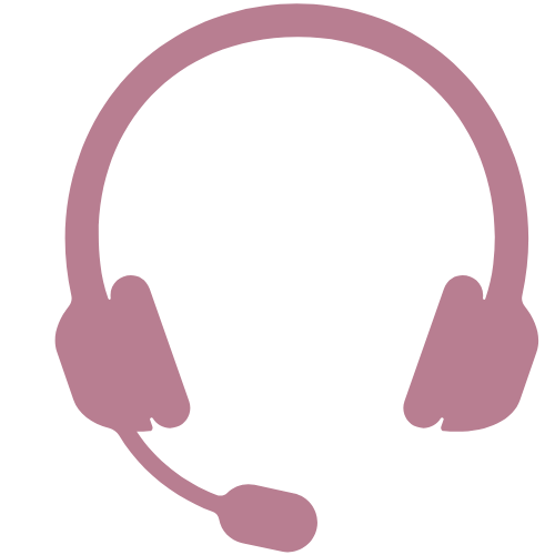 Silhouette of a headset with a microphone in pink color.