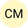 A circular placeholder with letters 'CM' on a light yellow background.