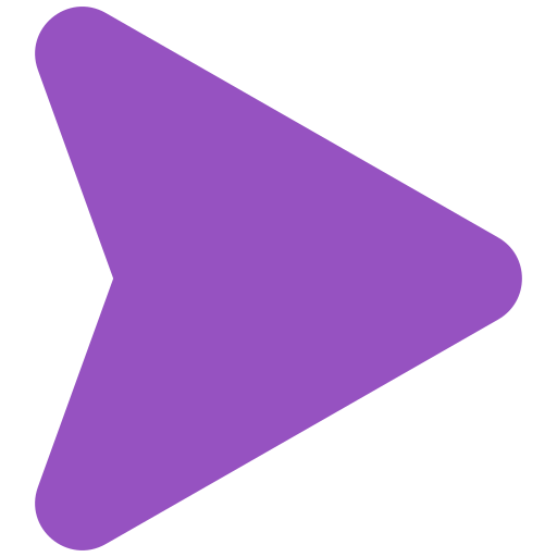 A solid purple, right-pointing arrow with rounded corners on a white background.