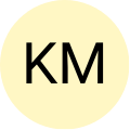 Placeholder image with 'KM' initials on a yellow circle.