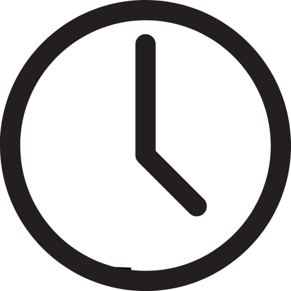 Simple black clock icon showing 10:10.