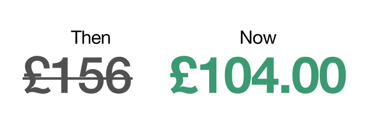 Text showing a discounted price: Now £37.
