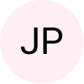 A circle with 'JP' on a light pink background.