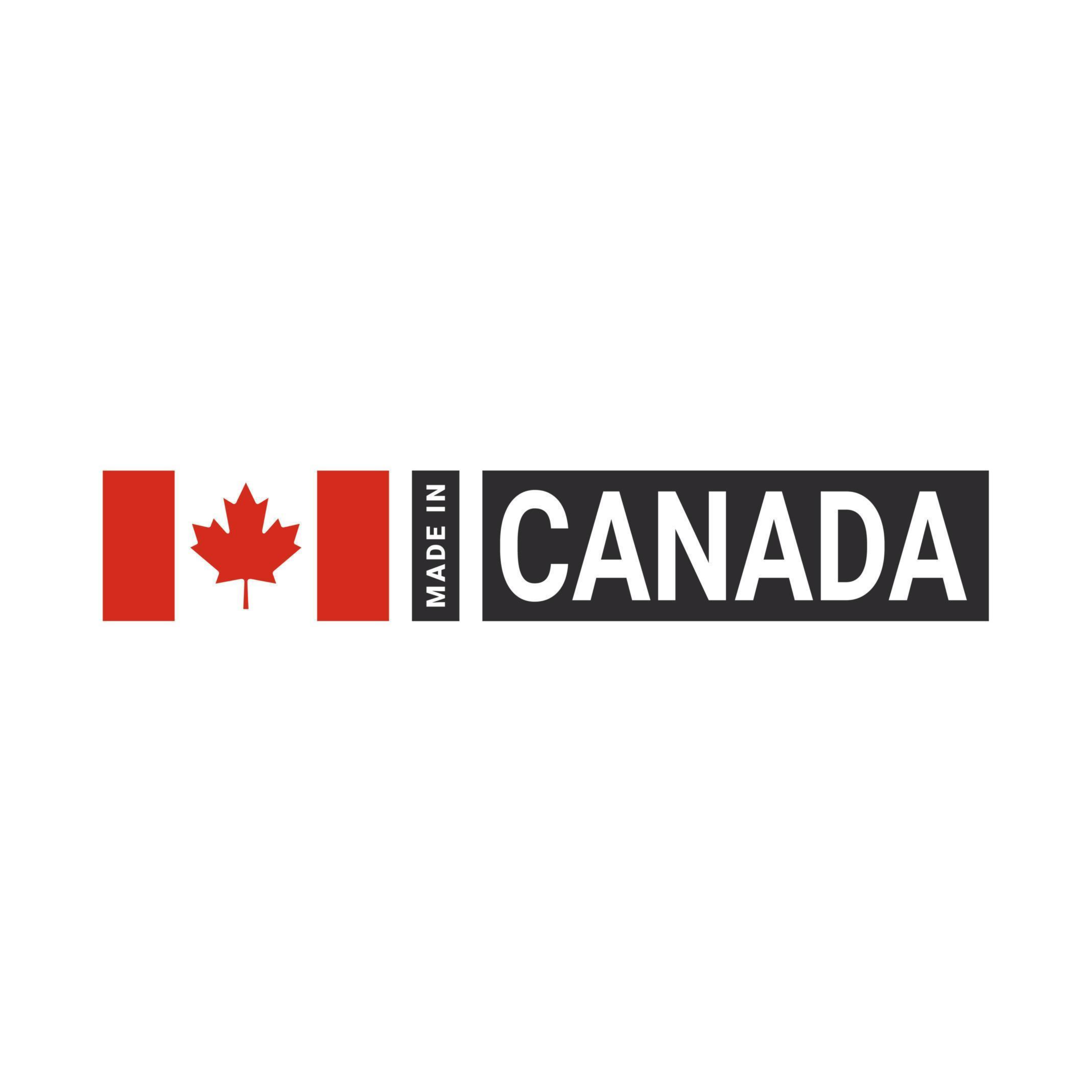 Label with a Canadian flag and the words 'Made in Canada'.