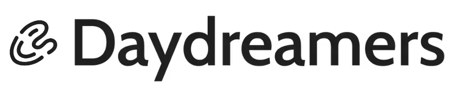 Black text 'Daydreamers' with a stylized brain icon on the left.