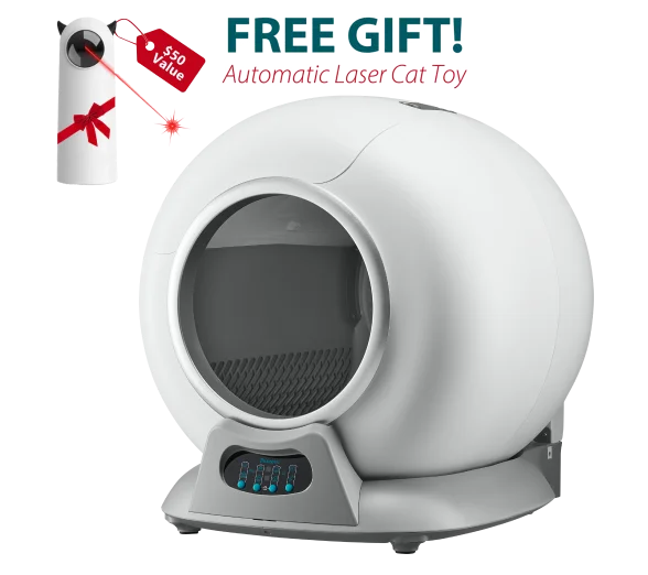 Automatic cat litter box with free laser cat toy offer.