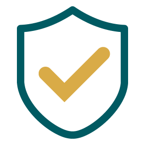 A shield icon with a yellow checkmark in the center.
