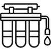 Black and white icon of a water filtration system.