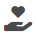 Hand holding a heart symbol, representing care or support.