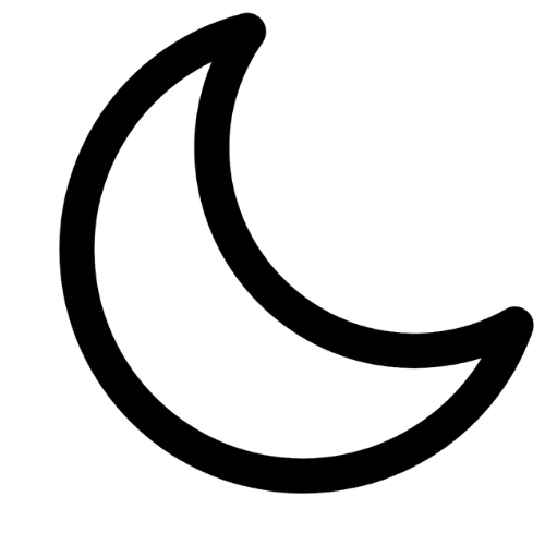 A black outline of a crescent moon against a white background.