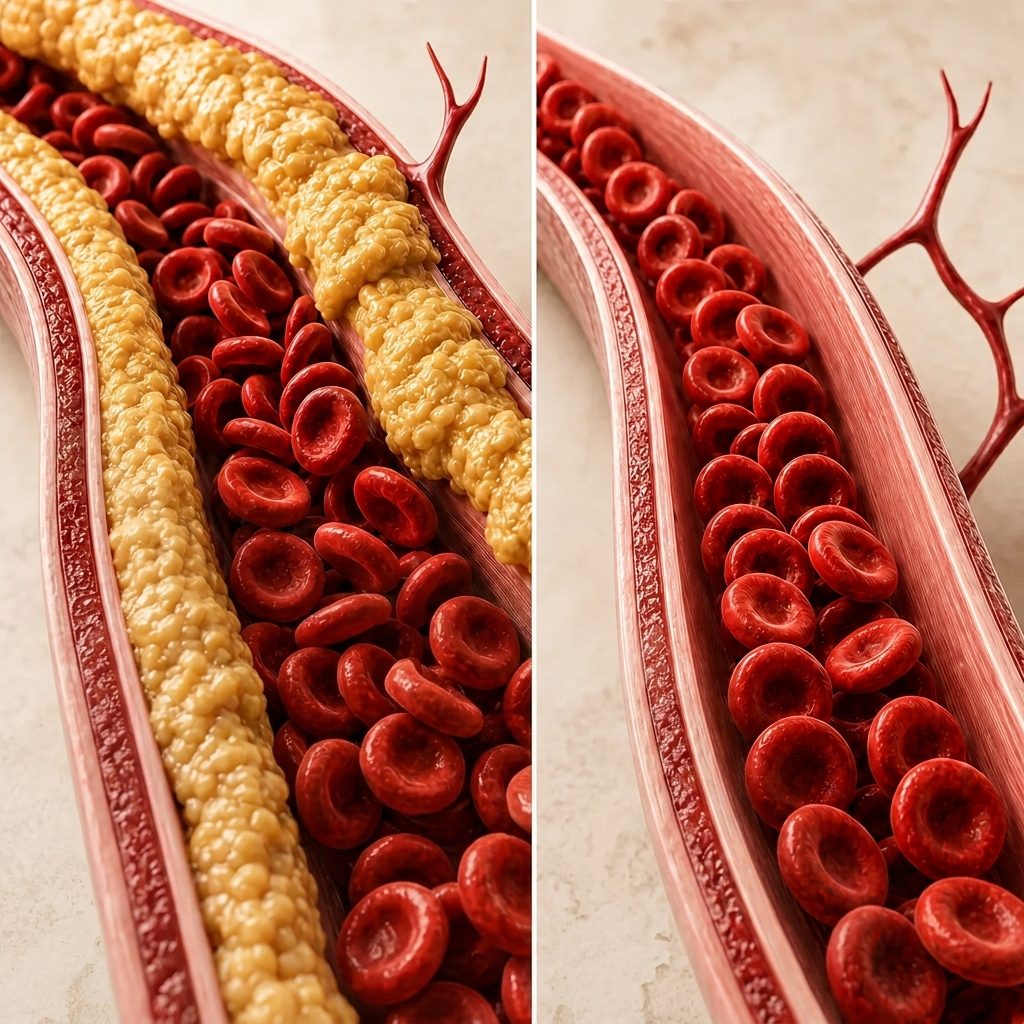 A before and after diptych of a woman eating fast food and then looking slimmer while measuring her waist.