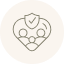 Icon with two people and a shield with a checkmark.