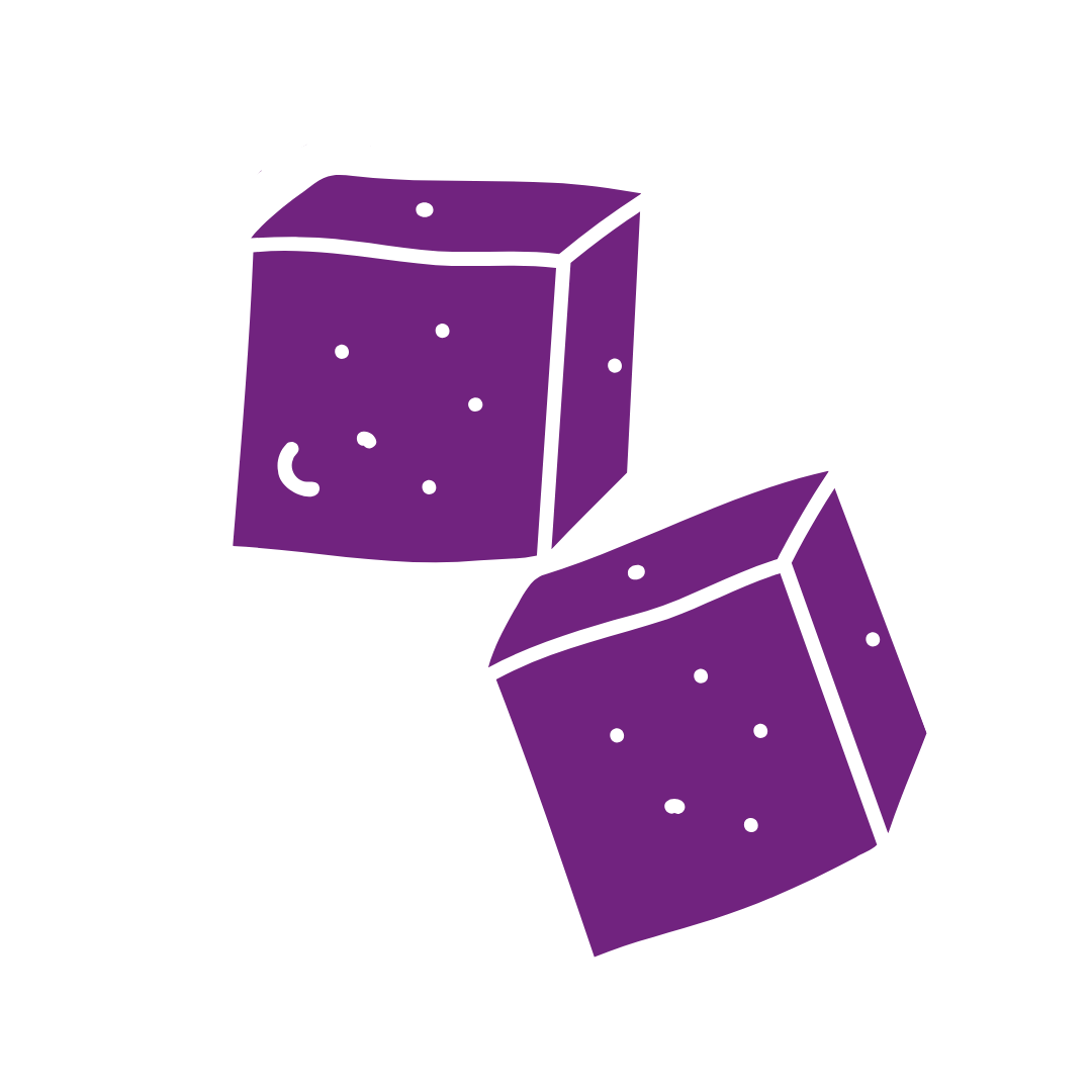 Illustration of two purple cubes with small dots.