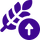 A pixelated purple icon of leaves and a circle with an up arrow on a green background.