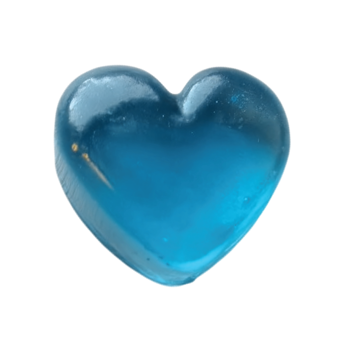 Blue heart-shaped object with a glossy texture.