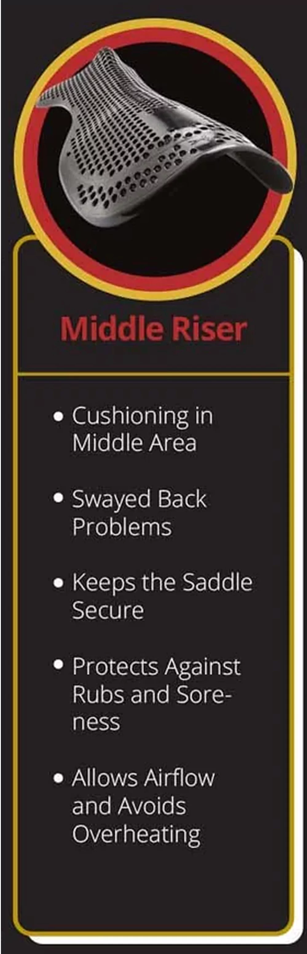 Image of a perforated saddle pad with text describing its features.