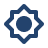 A blue icon of an eight-pointed star with a solid circle in the center.