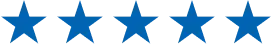 Five solid blue stars in a horizontal line, likely indicating a rating.