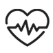 An icon of a heart with an EKG line running through the center on a green background.