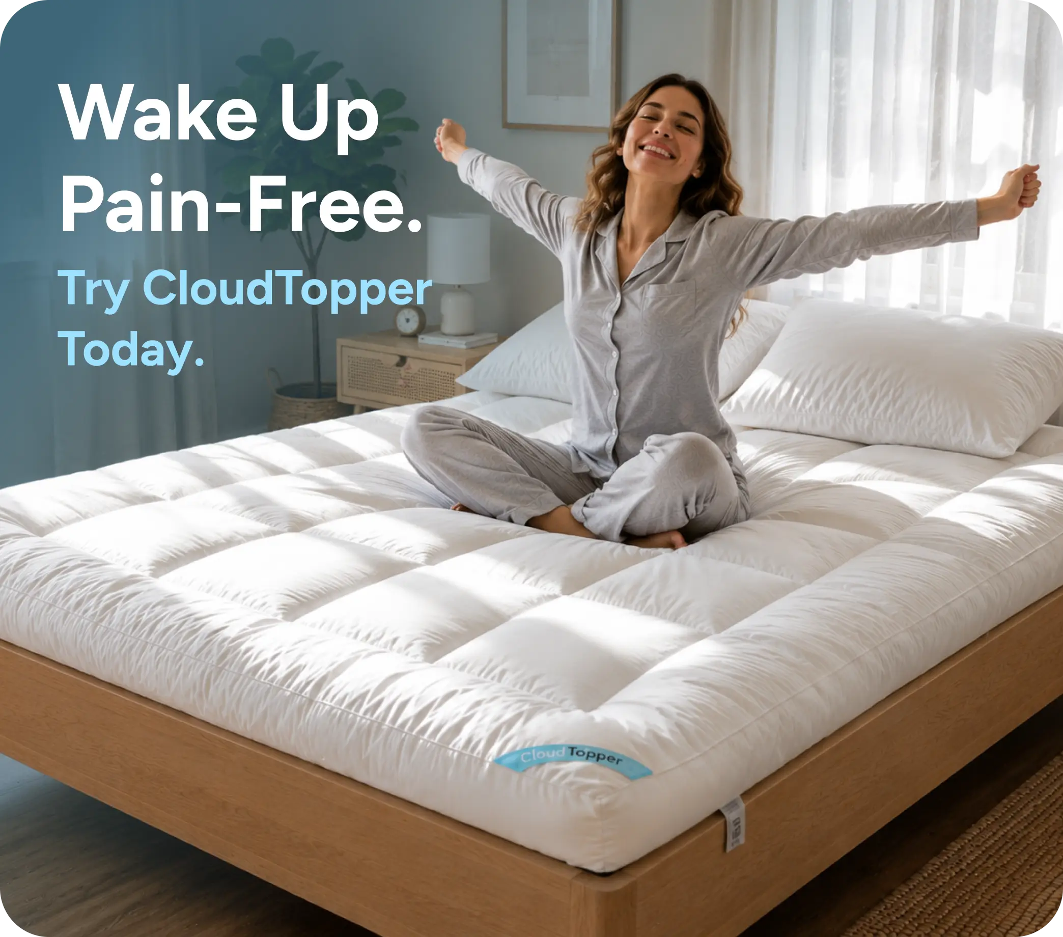 A side-by-side comparison of a thin, standard mattress topper versus a thick, premium mattress topper.