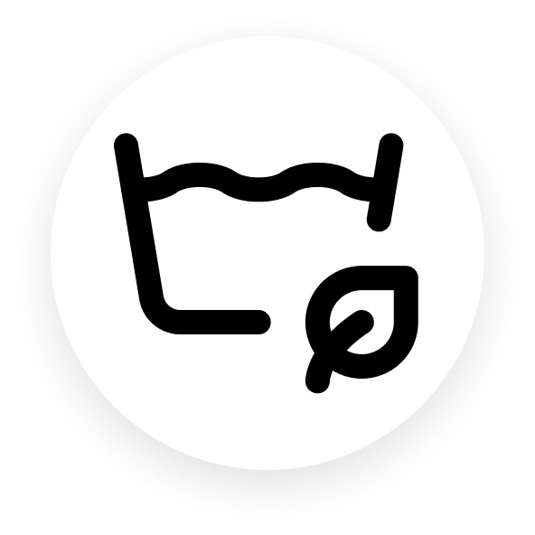 Icon of a water container with a leaf inside a circle.