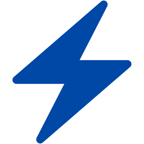 Blue lightning bolt icon on a white background.