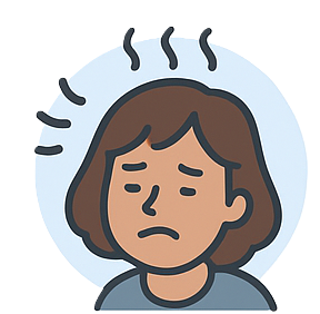 Illustration of a worried person with wavy lines above their head.